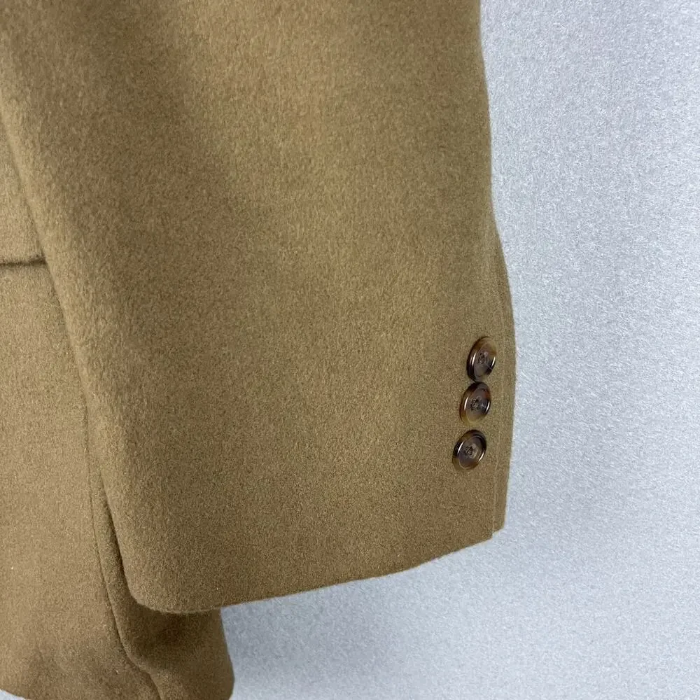 VTG Rogers Scott Cashmere Blazer Sport Coat Mens 44R Tan USA Made Career